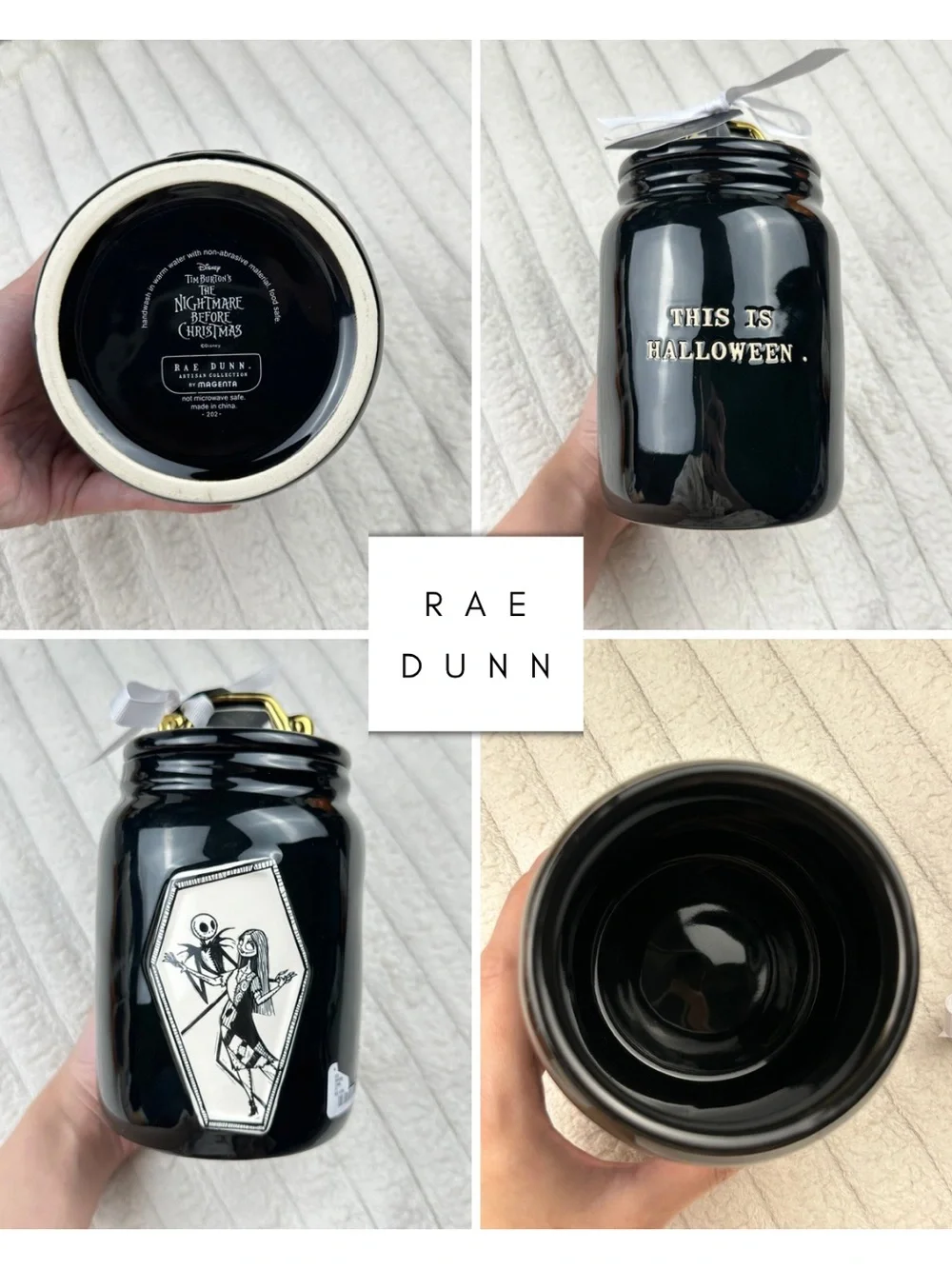 Rae Dunn Tim Burton Nightmare Before Christmas Jack and Sally Jar Canister